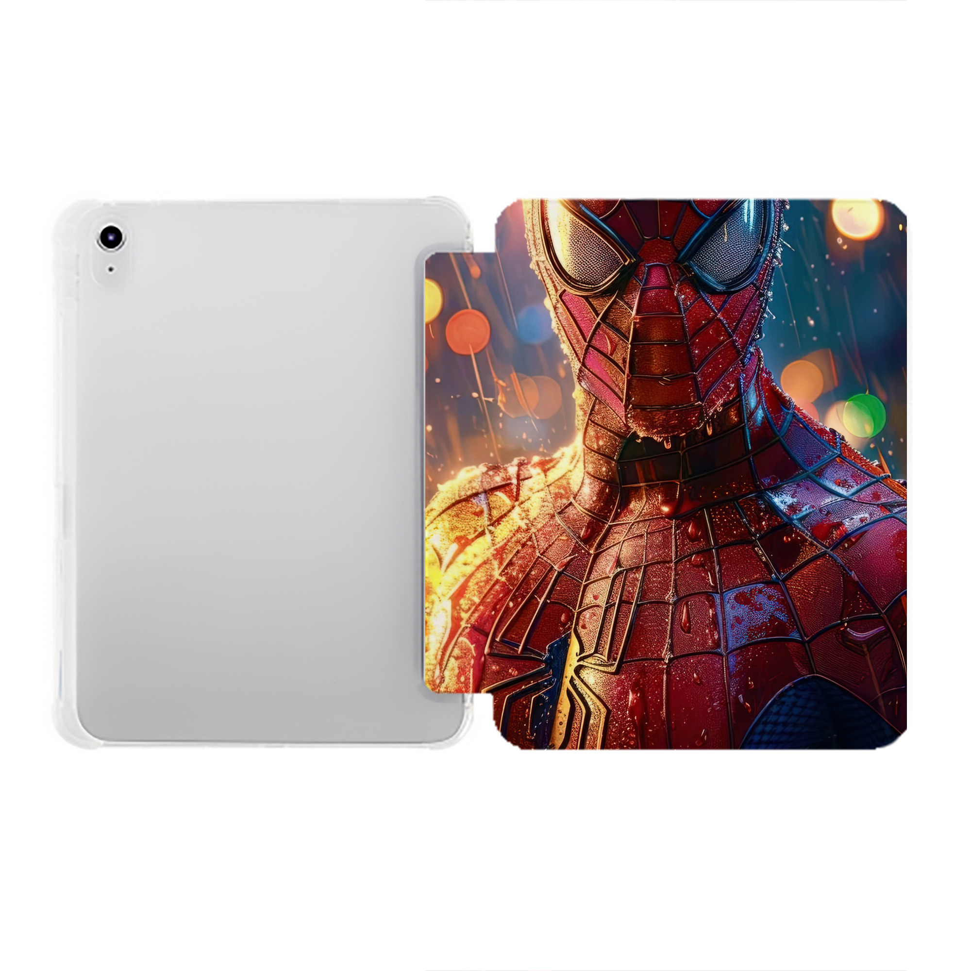 （画像用） Spider Man スパイダーマン IPad ケース ペン収納付き 三つ折りスタンド PUレザー×シリコン 対応機種9.5/10.5/10.9インチ